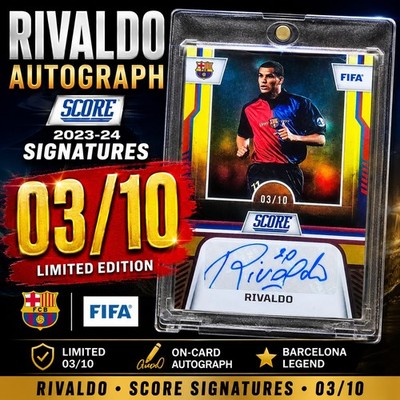 RIVALDO 03/10 Panini Score FIFA Soccer 2023-24 Signatures Auto SS-R FC Barcelona