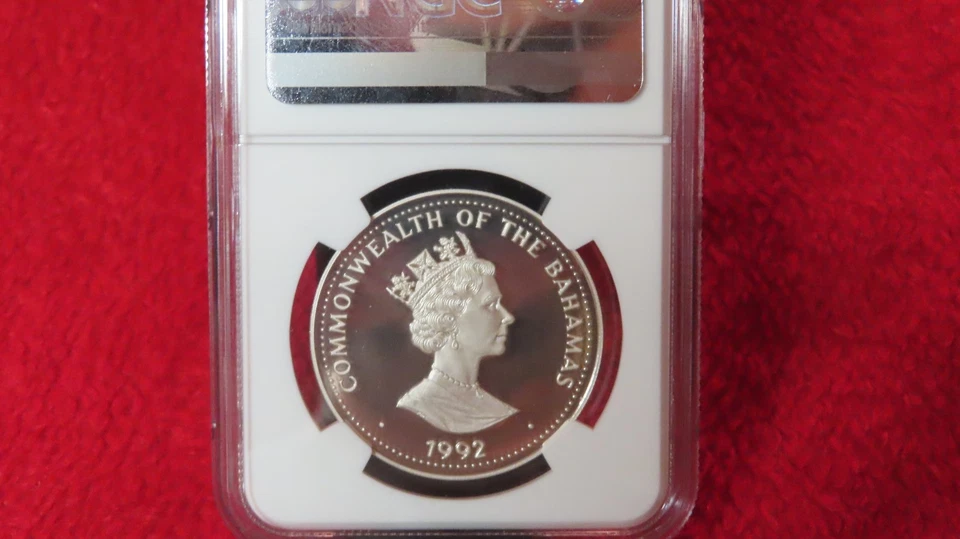 1992 BAHAMAS SILVER 5 DOLLARS THOMAS EDISON NGC PF 69 ULTRA CAMEO TOP POP - Image 3 of 4