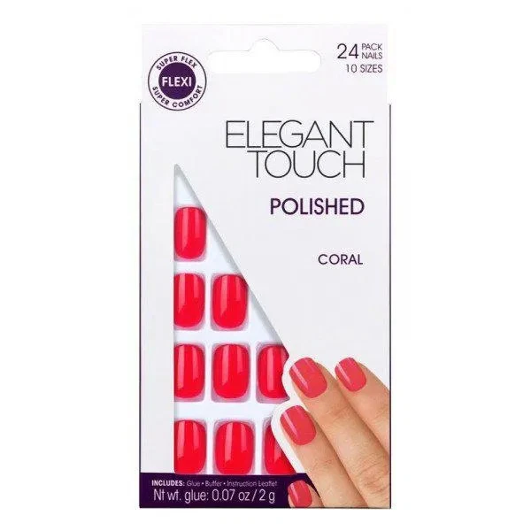 Elegant Touch Core Colour Nails With Glue Short Stiletto Blush Suede 24U