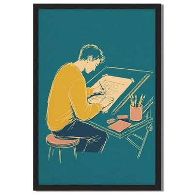 Artist Drafting Plan Canvas Oil Paintings Reproduction