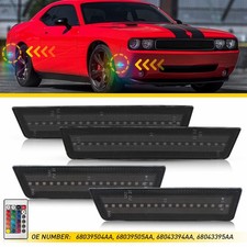 Repd104501 Fits 2008-14 Challenger Rgb Colorful Smoked Led Side Marker Lights 4x
