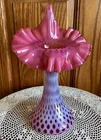 VINTAGE FENTON ART GLASS CRANBERRY OPALESCENT POLKA DOT JACK IN THE PULPIT VASE