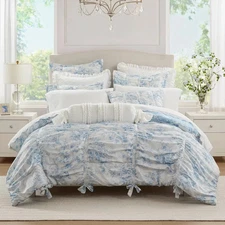 New Armoire Collection Full/Queen Toile Floral Comforter - Blue