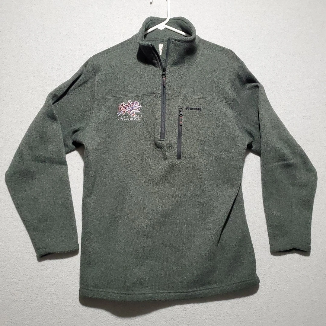 Simms Shirt Mens Large Q 1/4 Zip Gray Fishing Fleece Heather Knit Jacket Outdoor