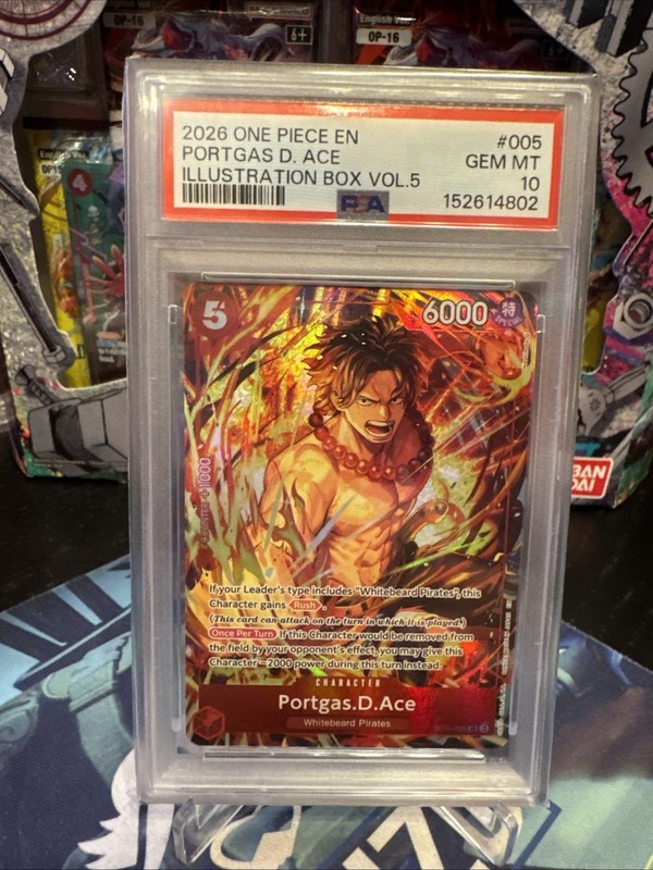 2026 ONE PIECE PROMOS ILLUSTRATION BOX VOL.5 #005 PORTGAS D. ACE PSA 10
