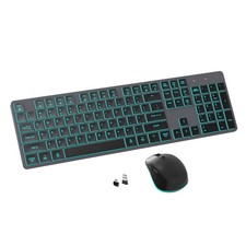 Quiet Wireless Keyboard and Backlit, Rechargeable Silent Flat Keyboard Combo,...