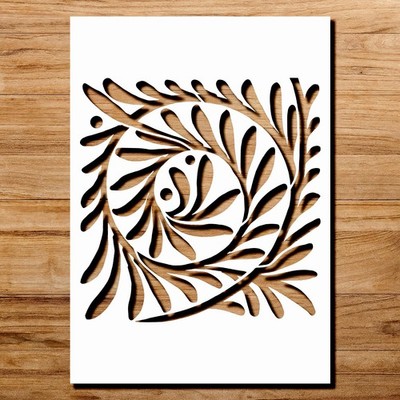 Swirling Leaves Spiral Pattern DIY Crafts Reusable Stencil - StencilAir