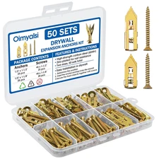 50 Sets Self Drilling Drywall Anchors with Screws – Heavy Duty Metal Expansion W