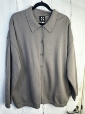 NWT ANR+ Alp N Rock XL Pebble Grey LS Hvy Knit Cotton Collared Cardigan Sweater