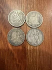 Lot of (4) Seated Liberty Silver Dimes 10C — 1887-S, 1888, 1890, 1891-O