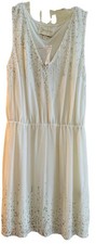 Yumi Kim White silk Chiffon Sequin Mini Dress Sz S Small