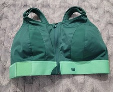 Shefit Womens 5 Luxe Green High Impact Sports Bra Front Zipper Closure