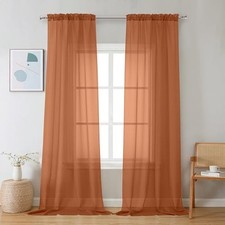 Sheer Curtains 90 inches Long 2 Panels, Light 42"W x 90"L Pack of 2 Orange