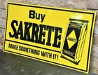 Vintage NOS 1975 Buy Sakrete Cement Metal Sign Make Something with It 14x27