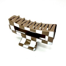 Brown Checkered Hair Claw Clip Large Acrylic Rectangle Strong Grip