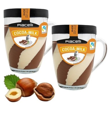 2 x Piacelli Delicious Cocoa Milk Cream Spread in Special Glass Cup 300g/each