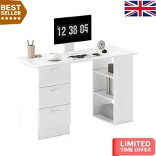 Compact and Scratch Resistant Computer Desk with Silver Handle & Lots of Storage