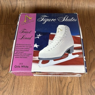 American Athletic Shoe Girls White Lace-Up Beginners Winter Ice-Skates Size 2