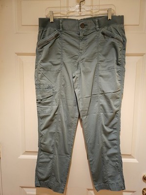 Women's Goods For Life Cargo Capri Pants Teal Green Sz 10 Ultra Comfort Waist