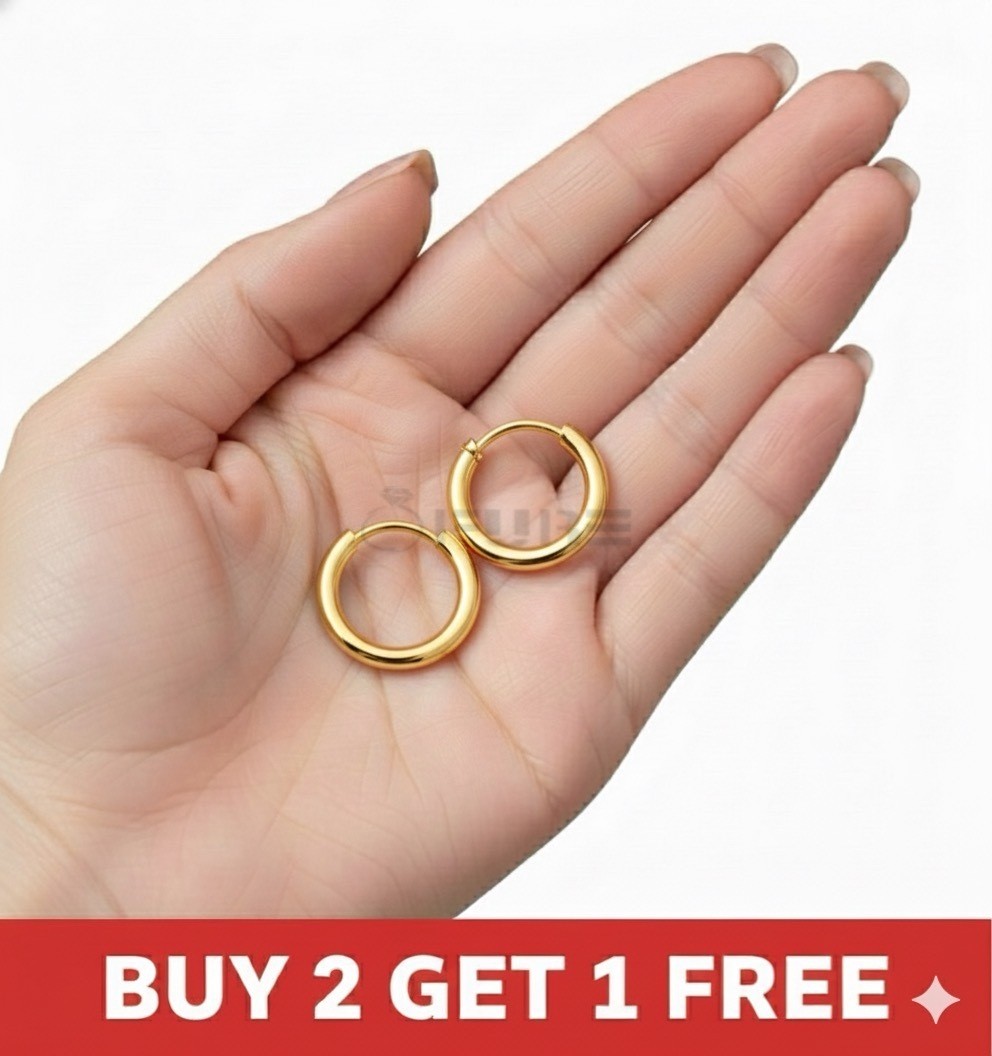 Pair Thick Stainless Steel Hoop Earrings Hinged Huggie Cartilage Clicker Design