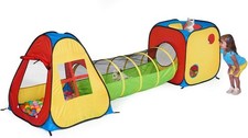 3 in 1 Pop up Play Tent with Tunnel, Ball Pit for Kids, Boys, Girls, Babies And