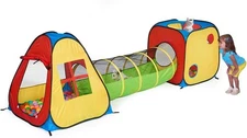 3 in 1 Pop up Play Tent with Tunnel, Ball Pit for Kids, Boys, Girls, Babies And