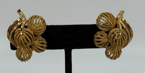 VTG Corocraft Gold Tone Clip Earrings Estate Find