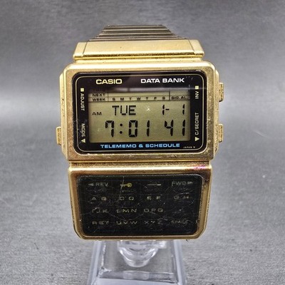 Casio Calculator DBC-600G Watch Men 33mm Gold Alarm Chronograph New Battery