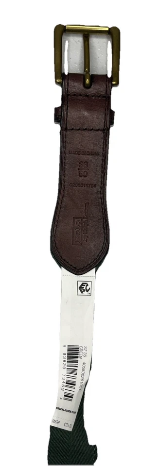 Polo Ralph Lauren Men’s 36 Green Duck Hunting Dog USA Needlepoint Belt NWT $175 - Image 3 of 4