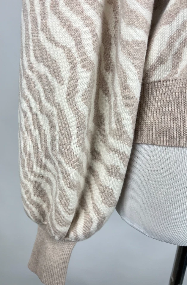 *NWT* ULLA JOHNSON L/S Ultra-SOFT 'CiCi Zebra Knit Wool Cardigan' - S, Cream - Image 4 of 4