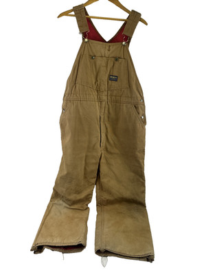 Oshkosh B gosh Mens Canvas Overalls Vintage Lined Tan Brown Cotton Adult 42 x 32