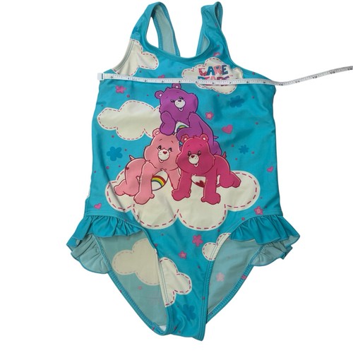 Vtg Care Bears One Piece Swimsuit Ruffle Trim Bow Girls Size 6 - Picture 5 of 6