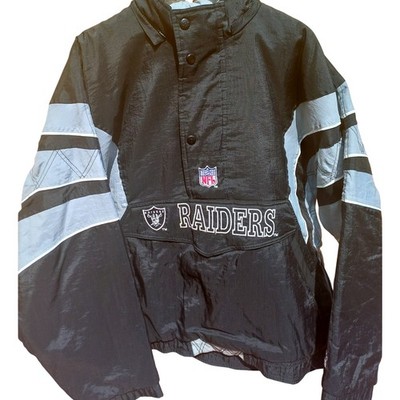 Oakland LA Raiders 90s STARTER puffer Pullover jacket XL black NFL