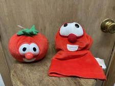 Vintage Bob the Tomato Veggie Tales Beanbag Plush Bob Hand Puppet Lot Of 2 1998