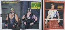 Road Warriors Hawk & Animal & Rowdy Roddy Piper SIGNED Pinup Photo JSA LOA