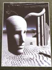 Abstract Horned Head in Monochrome Desert Landscape Poster 18x24in