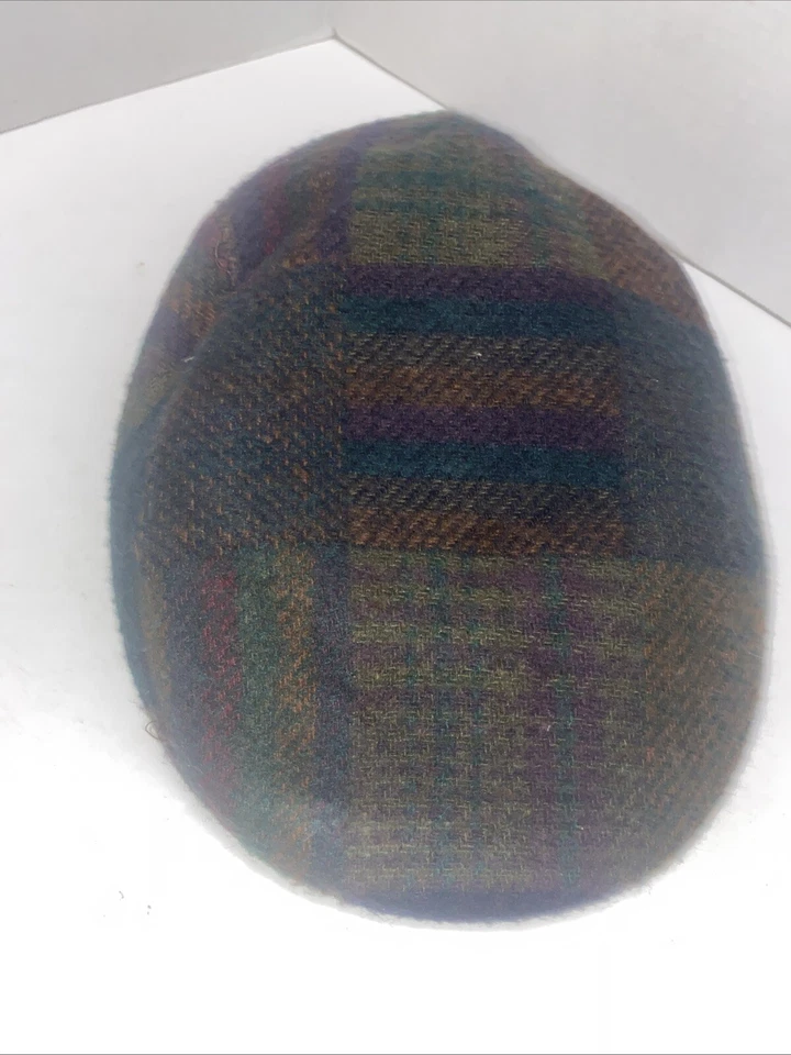 DE COLECCIÓN Canali Sombrero Plano Arte della Lana Gorra Sombrero Grande Verde Cuadros Newsboy Italia Foto 3 de 4