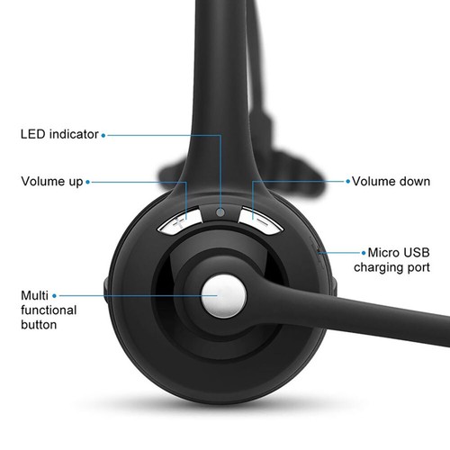Bluetooth 5.0 Wireless Headset With Noise Cancelling Mic For Cell Phones PC US - Picture 10 of 20