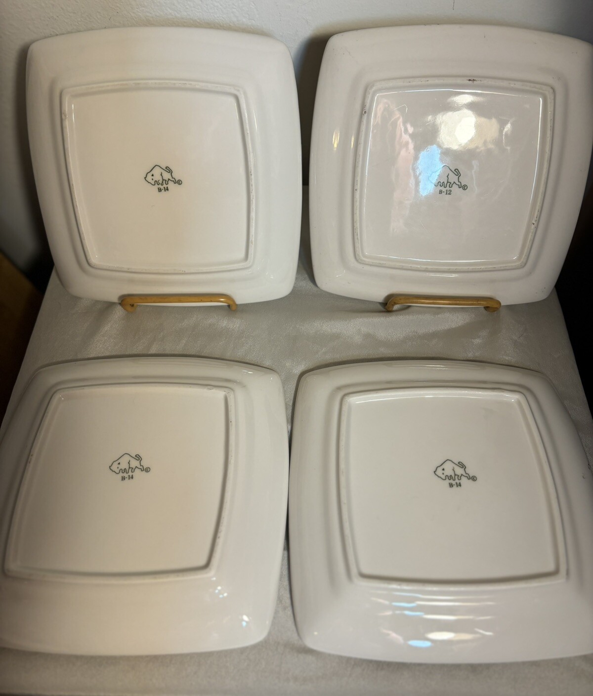 4 Olive Garden Plates Buffalo China Restaurant Ware 7.5” Square Green B