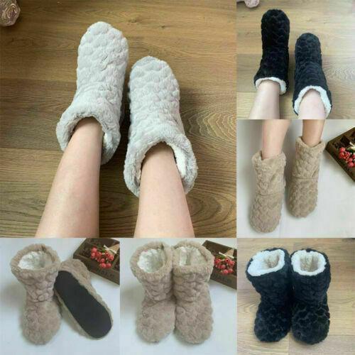 WOMENS KIDS ANKLE BOOT WINTER WARM INDOOR SOFT BOOTIE SLIPPERS SHOES SIZE 3-8 - Picture 1 of 13