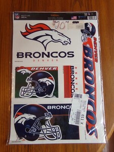 DENVER BRONCOS Multi (5) Seperate Moveable Decals Sheet Shape Cut 17"x12" NIP$20