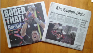 New England Patriots Boston Globe Newspaper Herald Super Bowl Li Champions Ebay