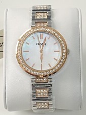 Fossil Damen Uhr Edelstahl Silber, Rosegold