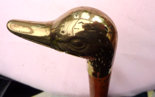 Victorian Walking Cane With heavy brass ducks head handle 36" long, - Picture 4 of 5
