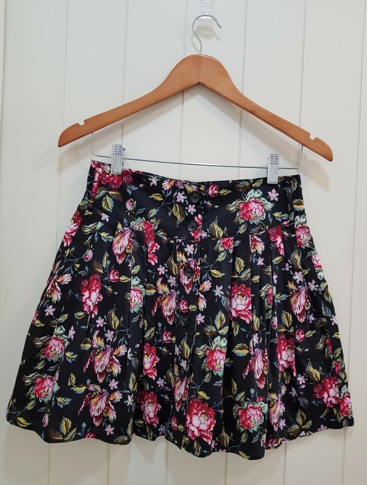Ben Sherman A-Line Skirt Pockets Pleated Fit and Flare Summer Floral  Size S