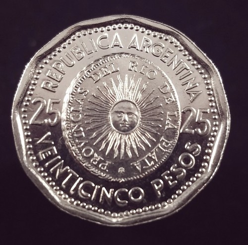 1965 argentina 25 pesos unc high grade superb!