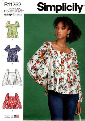 Simplicity R11262 Tops Misses Sewing Pattern Uncut Size 6-14