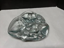 Vintage Blenko Ice Clear Glass Art Sculpture 3 Candle Holder 9”