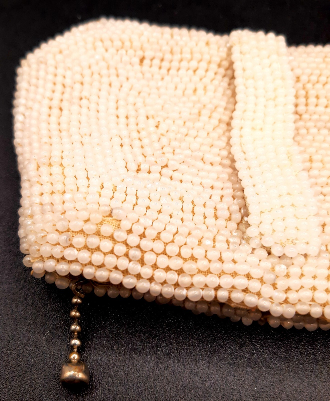 Vintage Beaded Cream Change Purse Pearled Accesso… - image 8