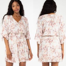 Lovestitch Womens Floral Mini Dress S Cream Hello Lover Coastal Boho Cottagecore